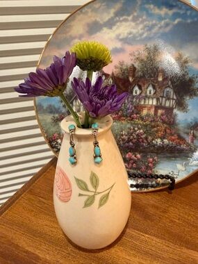 Turquoise Drop Dangle Earrings - Blue Stone